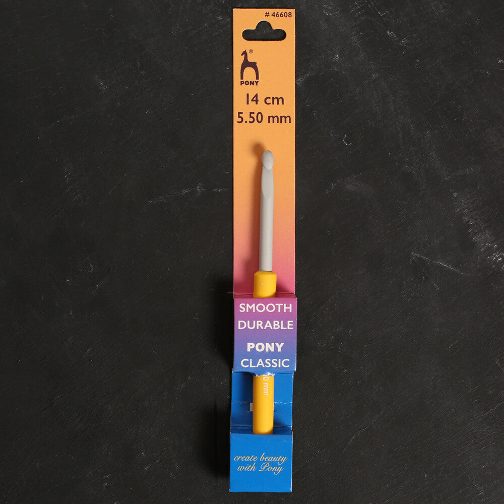 Pony 5.5 mm 14 cm Sarı Alüminyum Plastik Saplı Yün Tığ - 46608